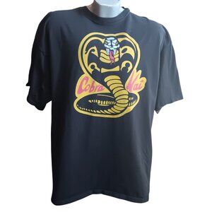 Cobra Kai Black Graphic T-Shirt XXL M&O 100% Cotton Short Sleeve Retro Style
